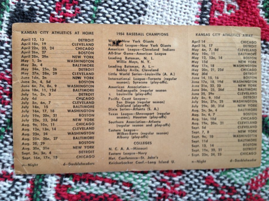 What's 'Pocket size 1955 baseball schedule' Worth? Picture