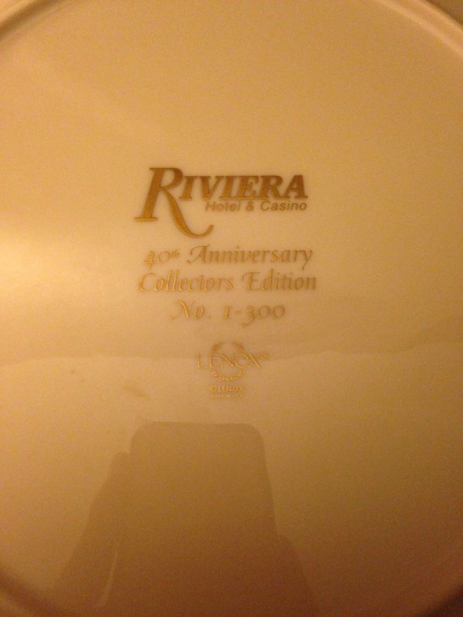 What's '40th anniversary Riviere Hotel and Casino gold trimmed Lenox No.1-300 collectors edition' Worth? Picture
