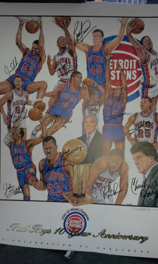 What's '1988-89 Detroit Pistons World Champions Bad Boys 10 year anniversary poster' Worth? Picture 1