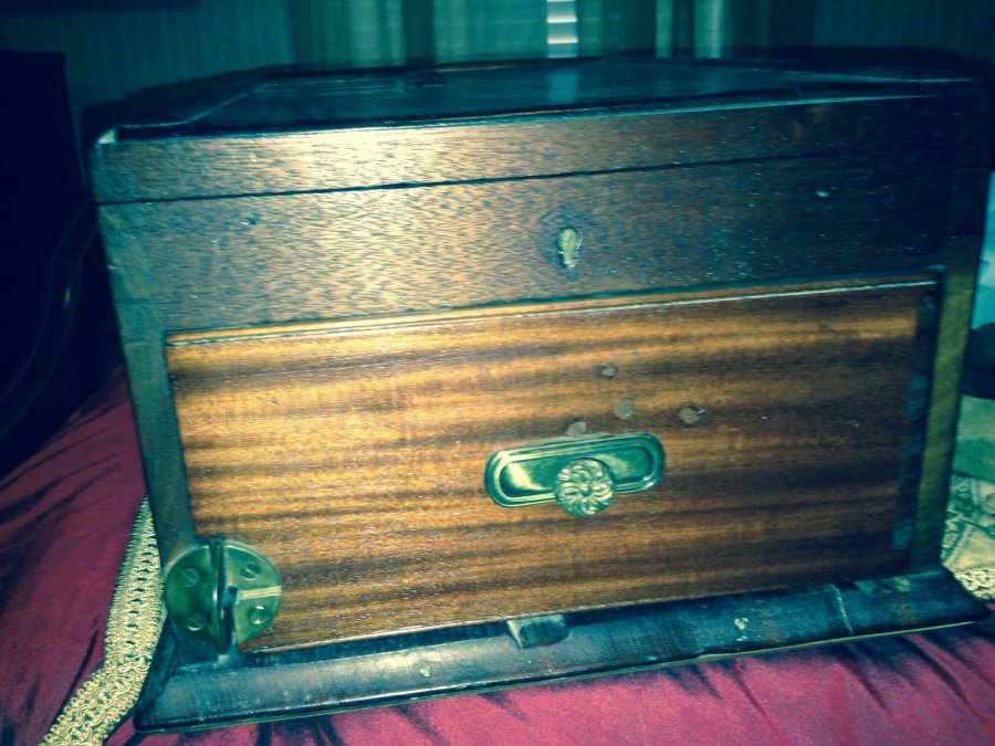 What's 'Wood cash box with bell' Worth? Picture