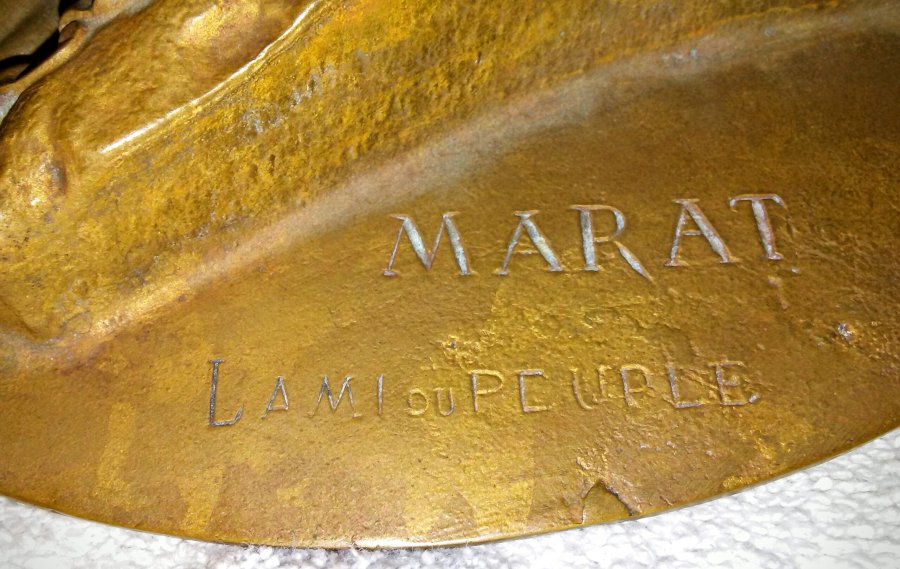 French Antique Bronze Plaque of Jean-Paul Marat of the French Revolution. Antique Portrait Wall Plaque. Picture