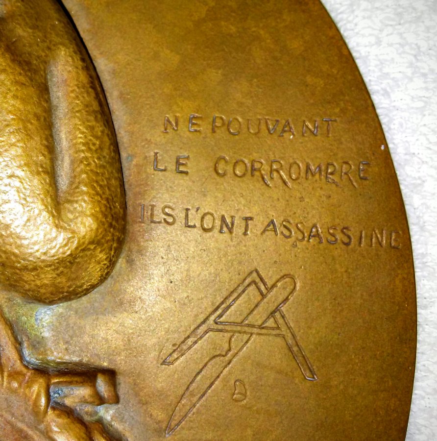 French Antique Bronze Plaque of Jean-Paul Marat of the French Revolution. Antique Portrait Wall Plaque. Picture