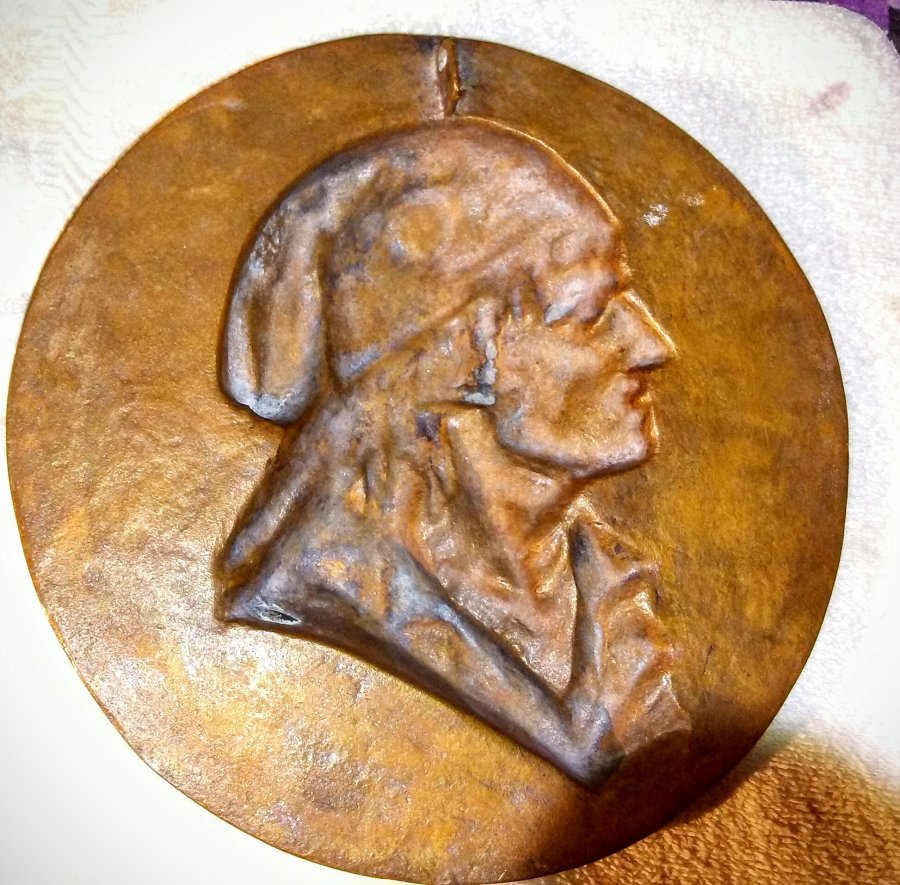 French Antique Bronze Plaque of Jean-Paul Marat of the French Revolution. Antique Portrait Wall Plaque. Picture 4