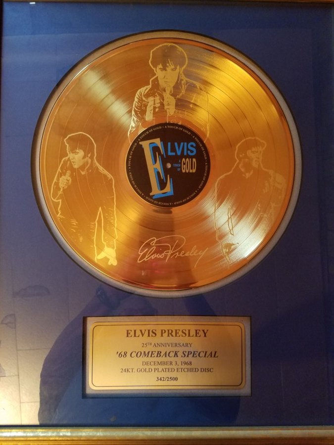 What's 'Elvis Presley 25 anniversary '68 comeback special gold record in frame' Worth? Picture