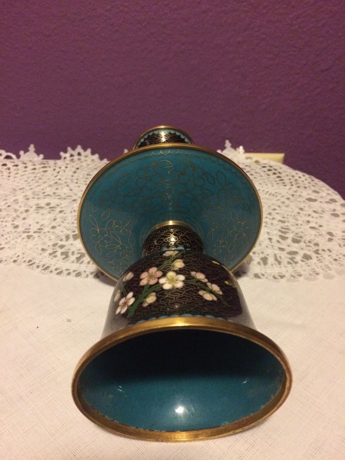 What's 'Cloisonné brass vase with 3 sections' Worth? Picture