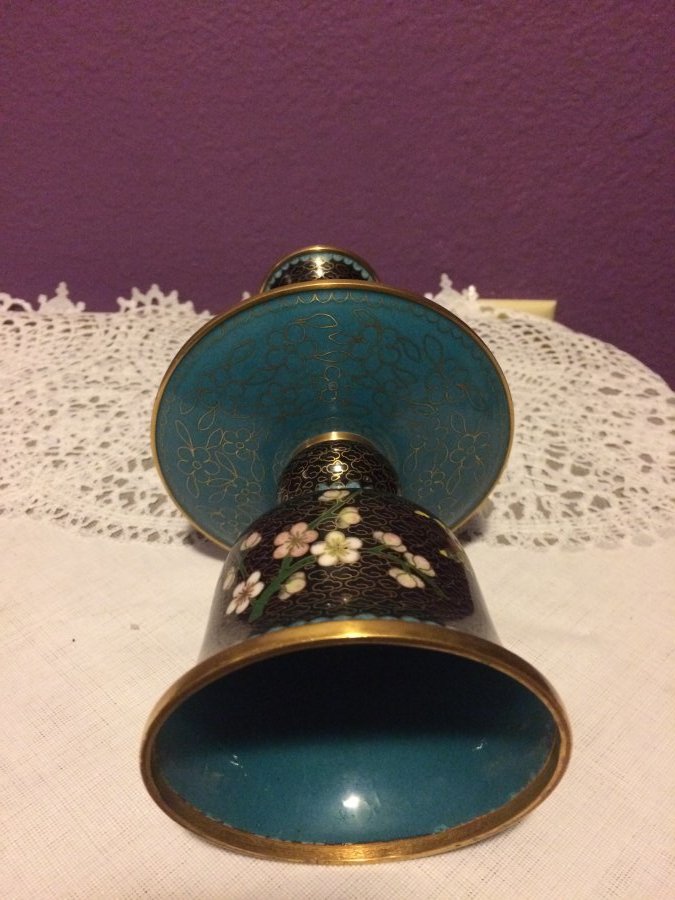 What's 'Cloisonné brass vase with 3 sections' Worth? Picture 2