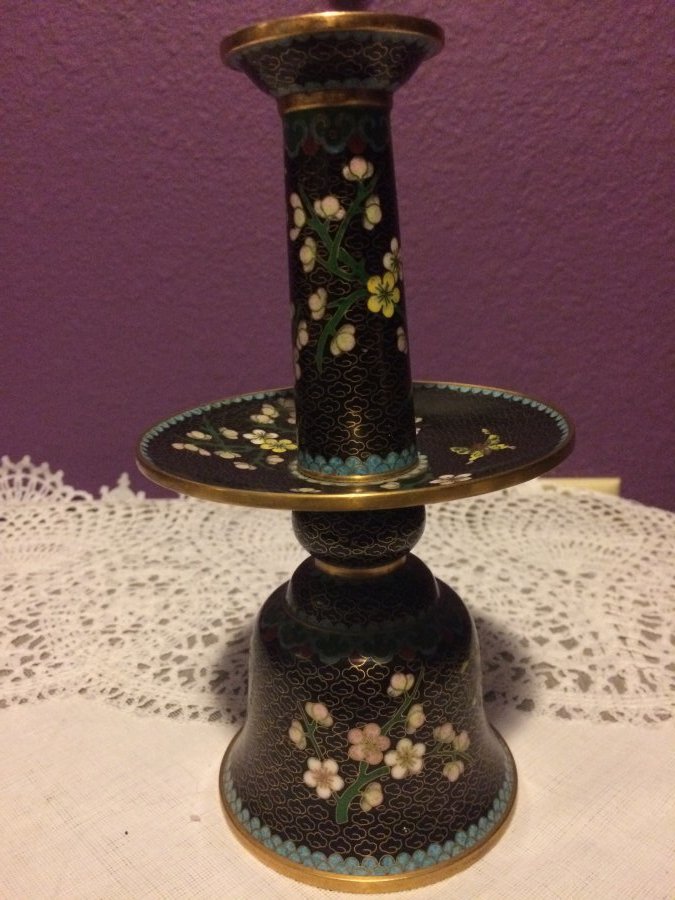 What's 'Cloisonné brass vase with 3 sections' Worth? Picture