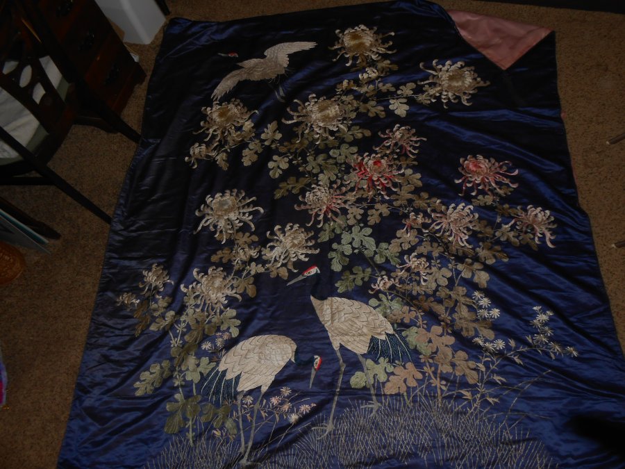 What's 'vintage silk bed spread with crane and flower design' Worth? Picture 1